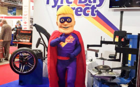 Tyre Bay Dave with Automechanika Tyre Bay Dave stand